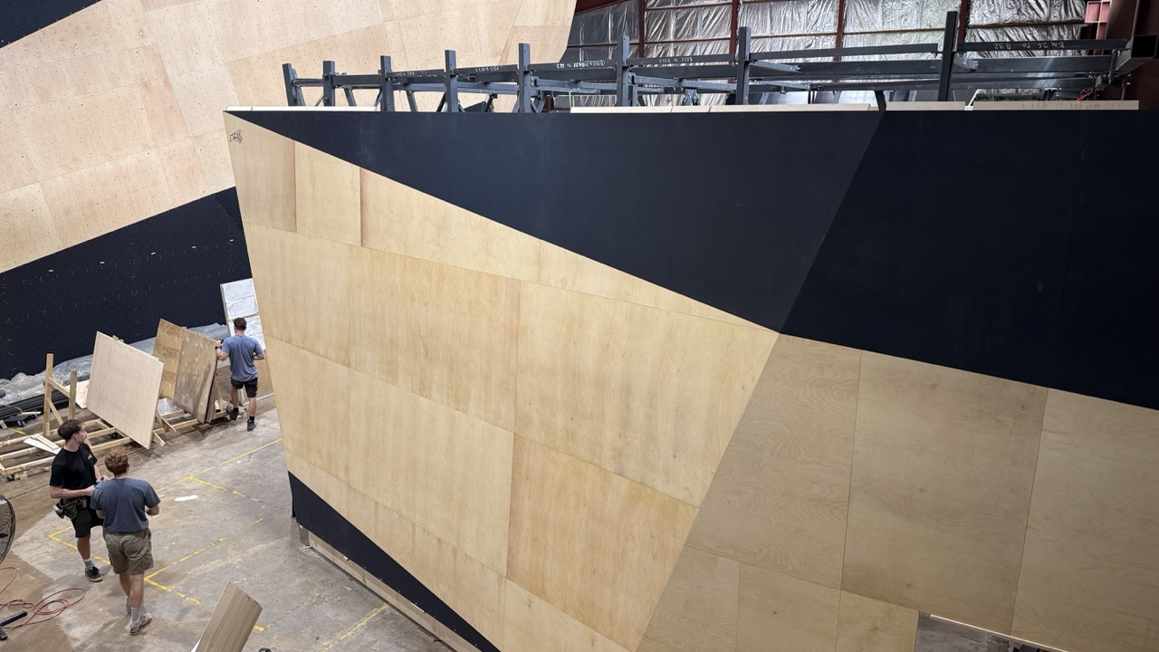 Bouldering slab viewed from mezzanine